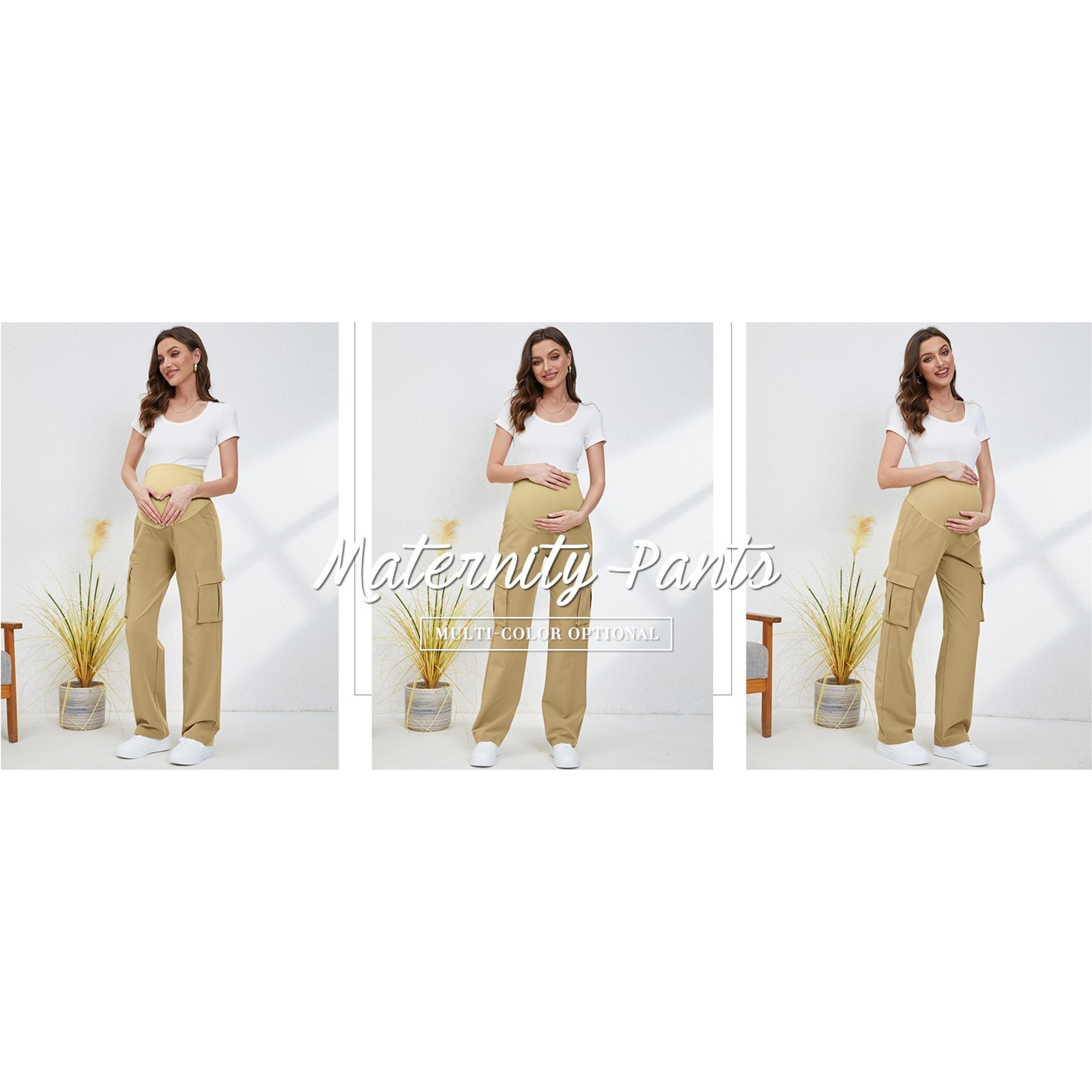 Women's Over-The-Belly Maternity Cargo Scrub Pants, 4-Pocket Pregnancy Clothing, Over Belly