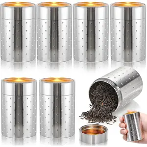 Tebery 6 Pack Portable Aluminum Storage Jars, Airtight Smell Proof Container 2.7 oz Metal Waterproof Small Bottle Multipurpose Storage Container for Coffee, Tea, Herb, Spice