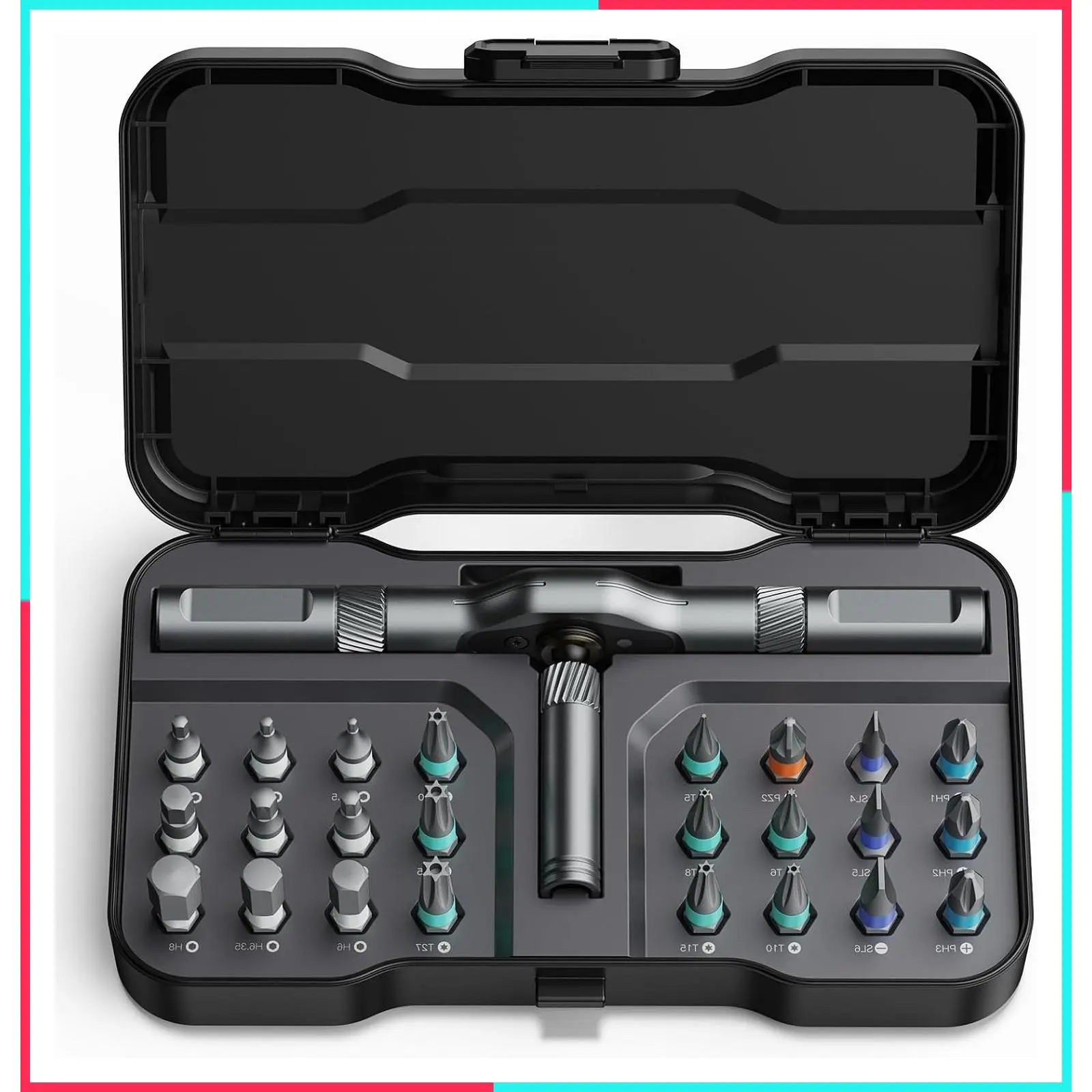 24 in 1 Magnetic Screwdriver Set, DIY Ratchet Screwdriver Set, Multi Bit Magnetic Drive Set with Detachable Ratchet Handle, Portable Precision Repair Tool Kit for Furniture Computer Bicycle
