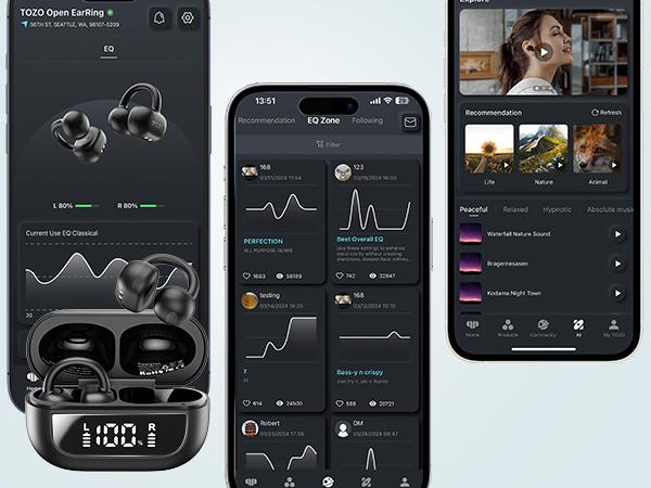 TOZO-OpenEarRing True Open Ear Headphones, Lightweight Comfort Open Ear Clip Wireless Earbuds, Bluetooth 5.3 Headphones with Smart Digital Display Design Fit Sports Cycling, Running, Workout Black FathersDayGift Audio Headset Electronic TOZO-OpenEarRing True Open Ear Headphones, Lightweight Comfort Open Ear Clip Wireless Earbuds, Bluetooth 5.3 Headphones with Smart Digital Display Design Fit Sports Cycling, Running, Workout Black FathersDayGift Audio Headset Electronic