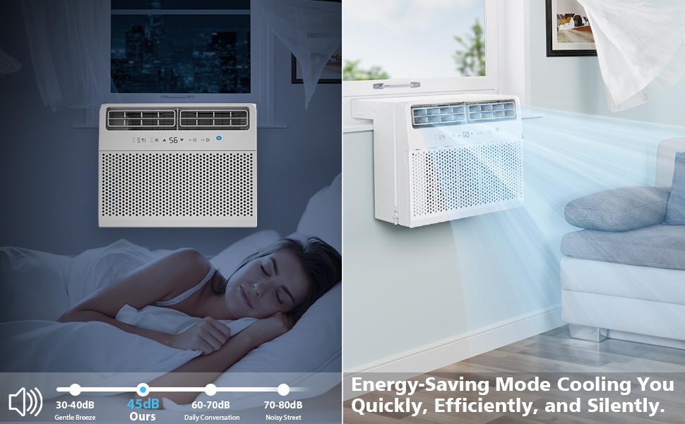 COWSAR Window Air Conditioner 12,000 BTU, Window AC Unit Cooling Room 500sq.ft, Dehumidifier Mode and 3 Fan Speed, 24H Timer, Saddle Mount, Quiet Operation, White