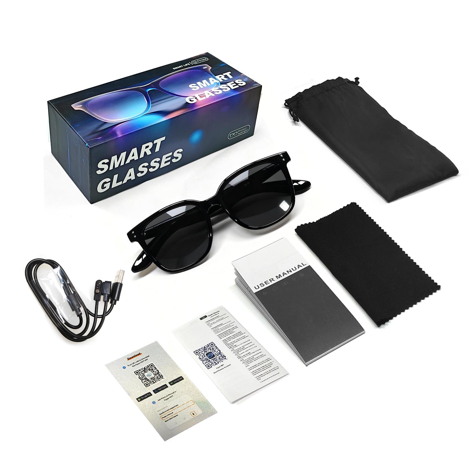SENBONO Smart Glasses Wireless Audio Eyewear Multifunctional Audio Polarized BT Sunglasses with Microphone Speaker, UV Protection, Auto Pairing, Ai Translation, Voice Assistant, Smart Music Glasses Wearable