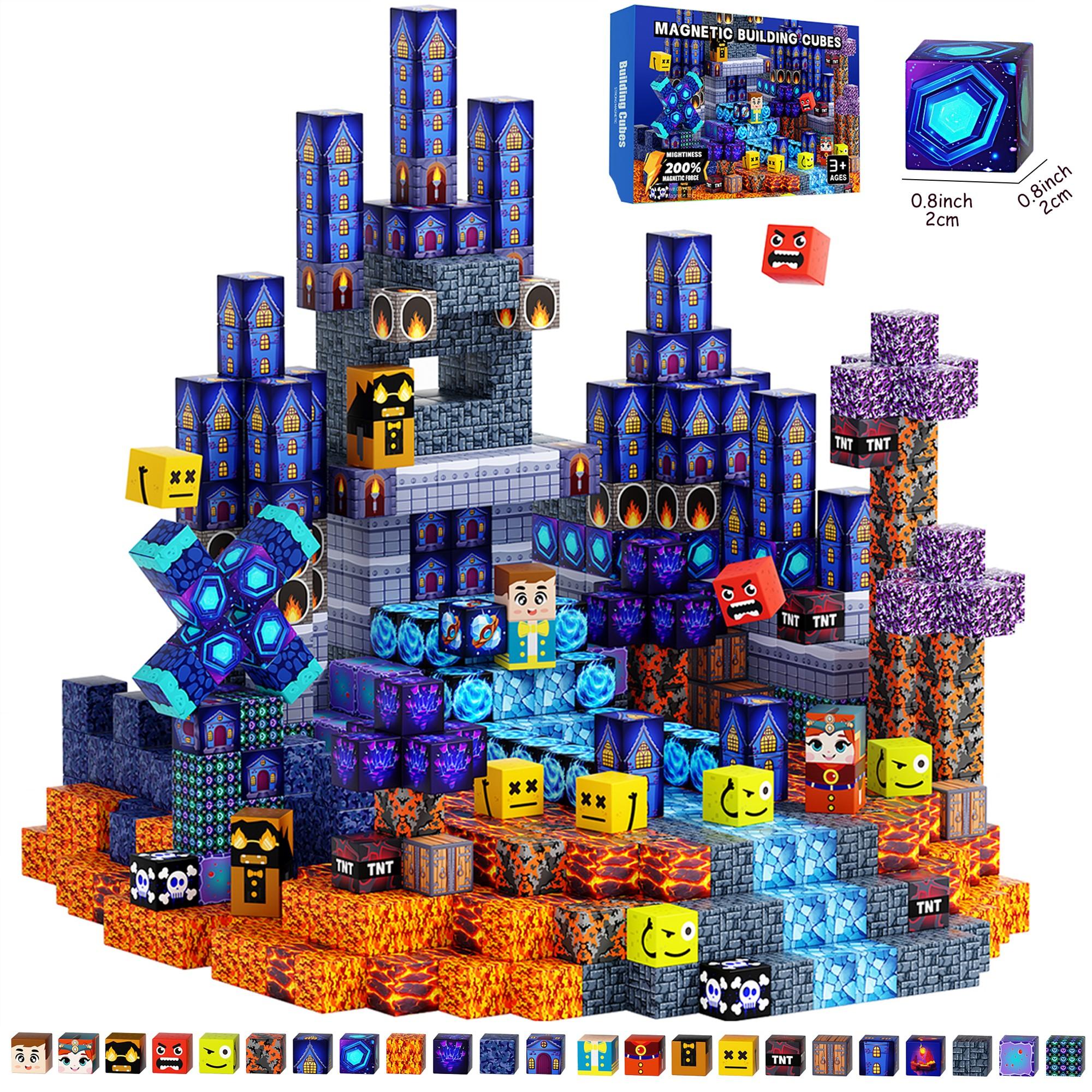 Magnetic Blocks 100/150pcs Magnetic Cubes Building Blocks Set, Blue Castle Ice Castle Construction Toys for Kids, STEM Montessori Sensory Development, Spatial Reasoning, Large Size Gift for Age 3+ Girls Boys