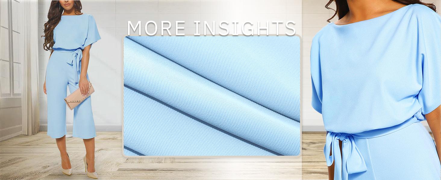 CHARTOU women's summer and autumn short sleeved jumpsuit with bow tie at the waist and wide leg seven quarter jumpsuit