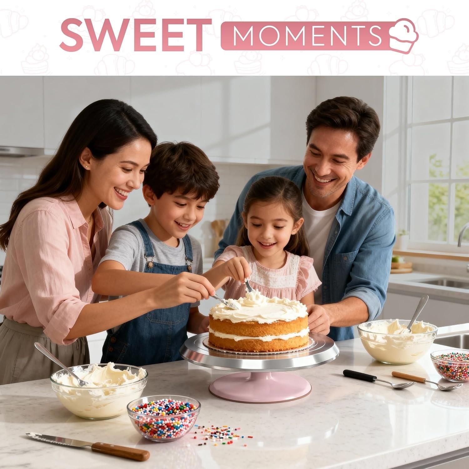 Aluminum Cake Stand, Rotating Cake Display Tray, Round Decorative Turntable, Bakery Showcase Holder, Birthday Wedding Party Accessories