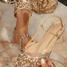 Women's Pointed Toe Slip-On Rhinestone Ballet Flats, Elegant Rhinestone Studded Soft Soled Mules, Soft Rubber Sole, Perfect for Weddings & Vacations, Elegant Footwear #GLOBAL PICKS