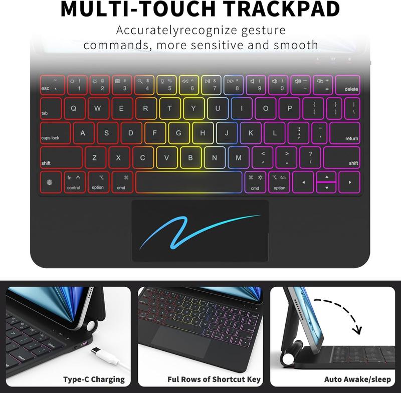 Magic Keyboard for iPad Pro 11&Air 11 Inch (M2,2024/M3,2025) and 10.9" iPad Air 5th&4th Generation, Magnetic Keyboard Case with Multi-Touch Trackpad for iPad Pro 11”1st/2nd/3rd/4th Gen,Backlit