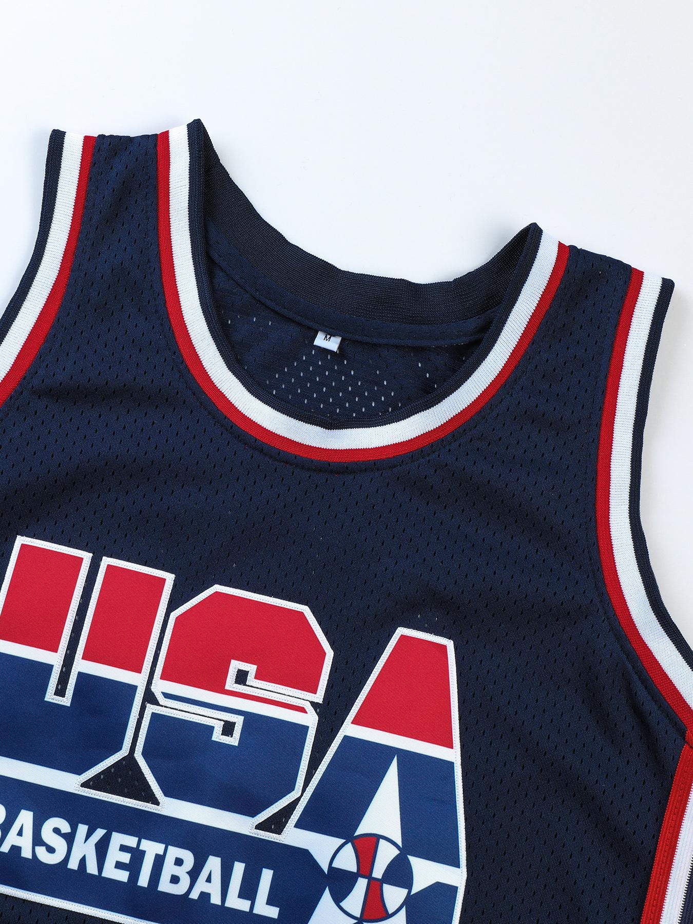 USA Basketball Jersey #7#12#15 Dream Team Basketball Uniform Sewing Embroidery Retro USA Basketball Shirt Breathable Mesh Classic American Basketball Apparel Men's Sports Jersey Sleeveless Jersey Basketball Game/Training Wear/ Outdoor Sports /Fan Apparel