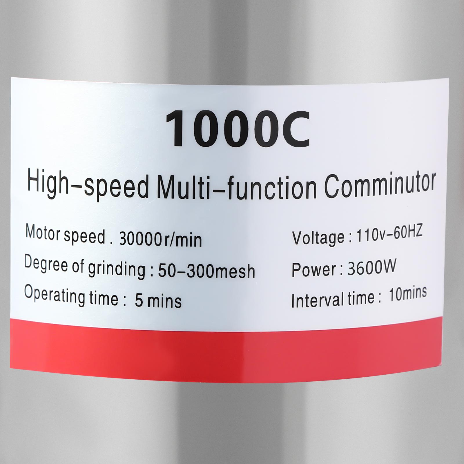 3600W Electric Grain Grinder Mill 30000RPM Stainless Steel Commercial Spice Grinder for Coffee Herbs Nuts 50-300 Mesh 3600W Electric Grain Grinder Mill 30000RPM Stainless Steel Commercial Spice Grinder for Coffee Herbs Nuts 50-300 Mesh