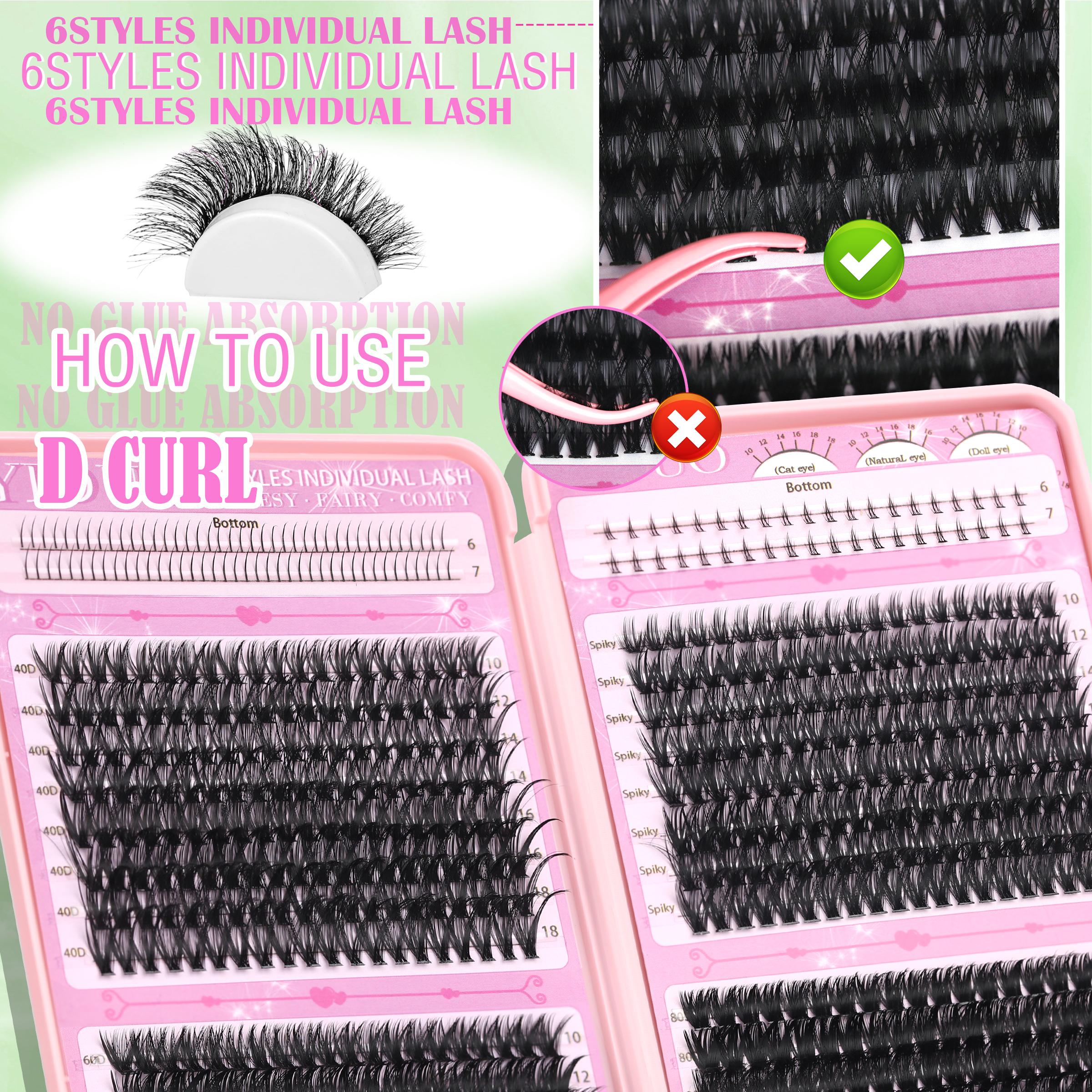YIDUO Lash Clusters Kit 1846Pcs Mix Styles, Diy Dramatic Lashes, Volume/ Spikes/Bottom Eyelash Clusters Extensions Kit With Bond and Seal makeup tools for Beginners and Proficient, DIY at Home, Cosmetic