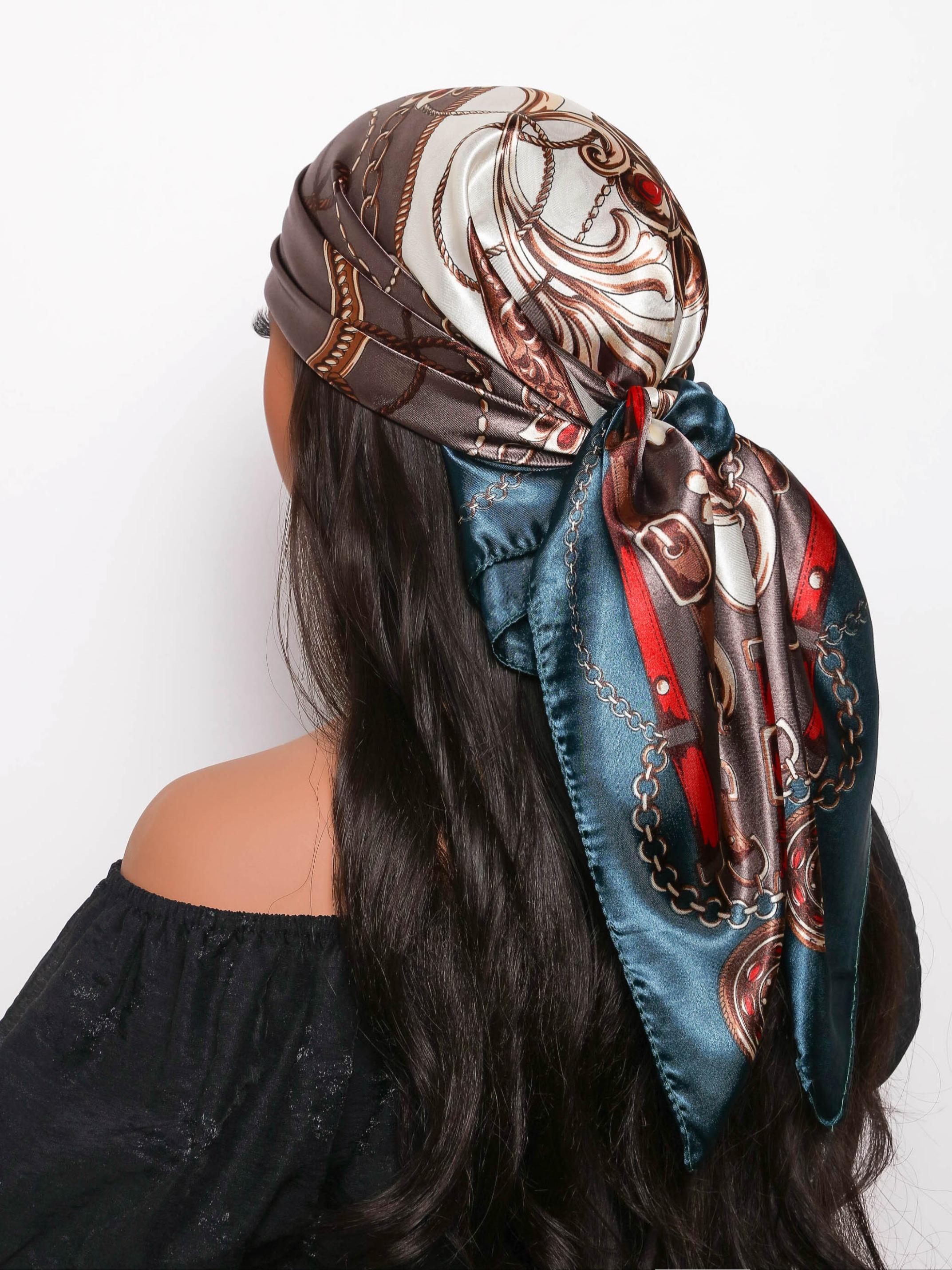 Women's Elegant Leopard Print Square Scarf, Soft Comfortable Multifunctional Scarf, Fashionable Hair Accessories for Women & Girls