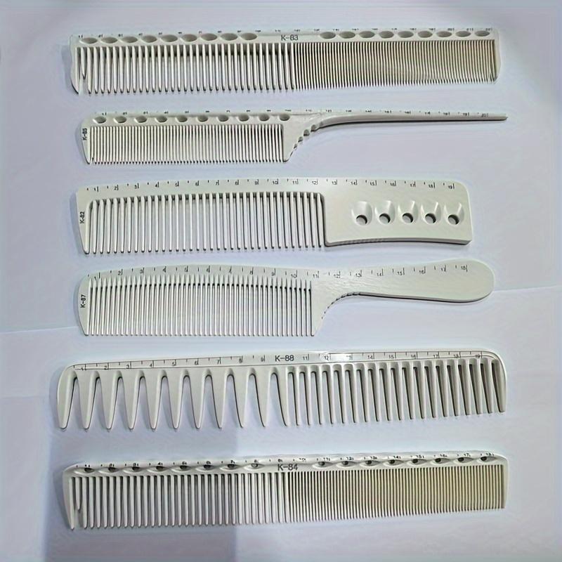 Professional Comb Set 6-Piece, Durable Haircut Tools for Salon and Home Use, Precision Cutting with Measurement Marks