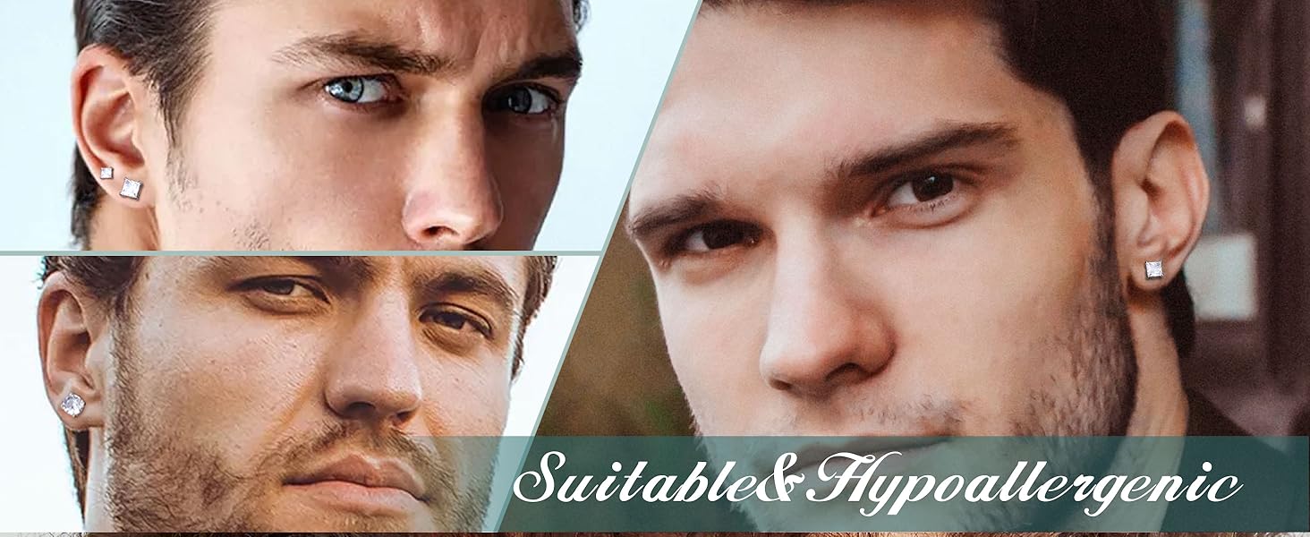 FASACCO 4 Pairs Stainless Steel Magnetic Stud Earrings for Men Women Non-piercing CZ Hypoallergenic 5-8MM