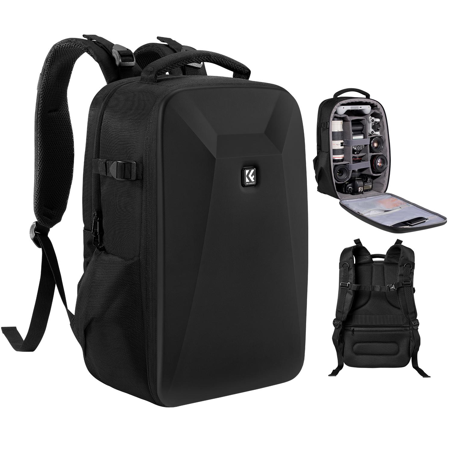 【K&F CONCEPT】Camera Backpack,Hardshell Photography DSLR Camera Bag with 15-15.6 Inch Laptop Compartment Waterproof Hard Shell Camera Case Compatible with Canon/Nikon/Sony/DJI Mavic Drone