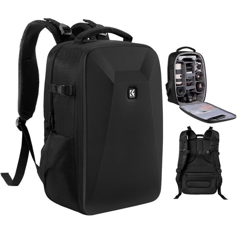 【K&F CONCEPT】Camera Backpack,Hardshell Photography DSLR Camera Bag with 15-15.6 Inch Laptop Compartment Waterproof Hard Shell Camera Case Compatible with Canon/Nikon/Sony/DJI Mavic Drone