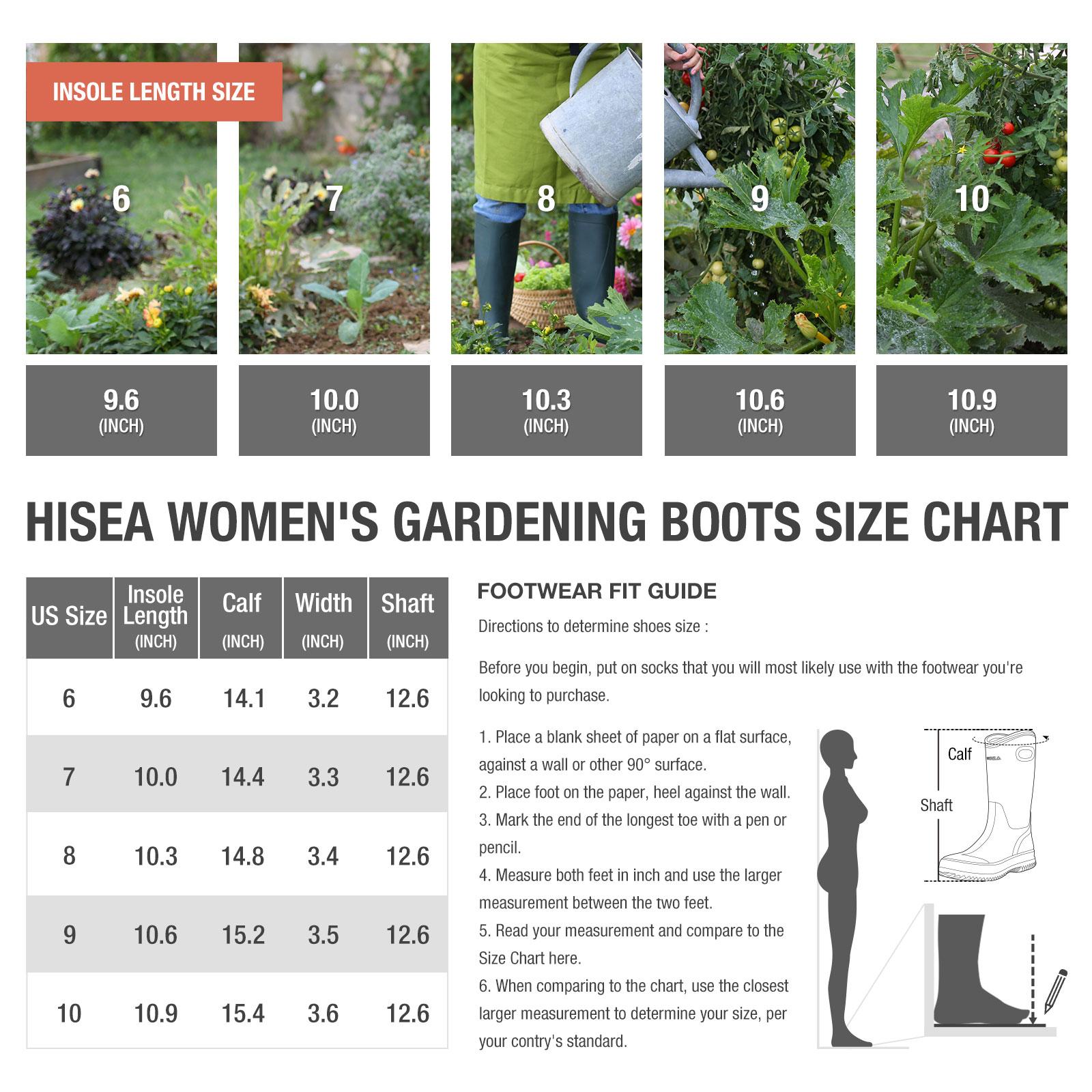 HISEA Women's Waterproof Mud Boots  | Neoprene Rubber Garden & Rain Boots | Mid-Calf Outdoor Shoes for Farming, Hunting, Hiking