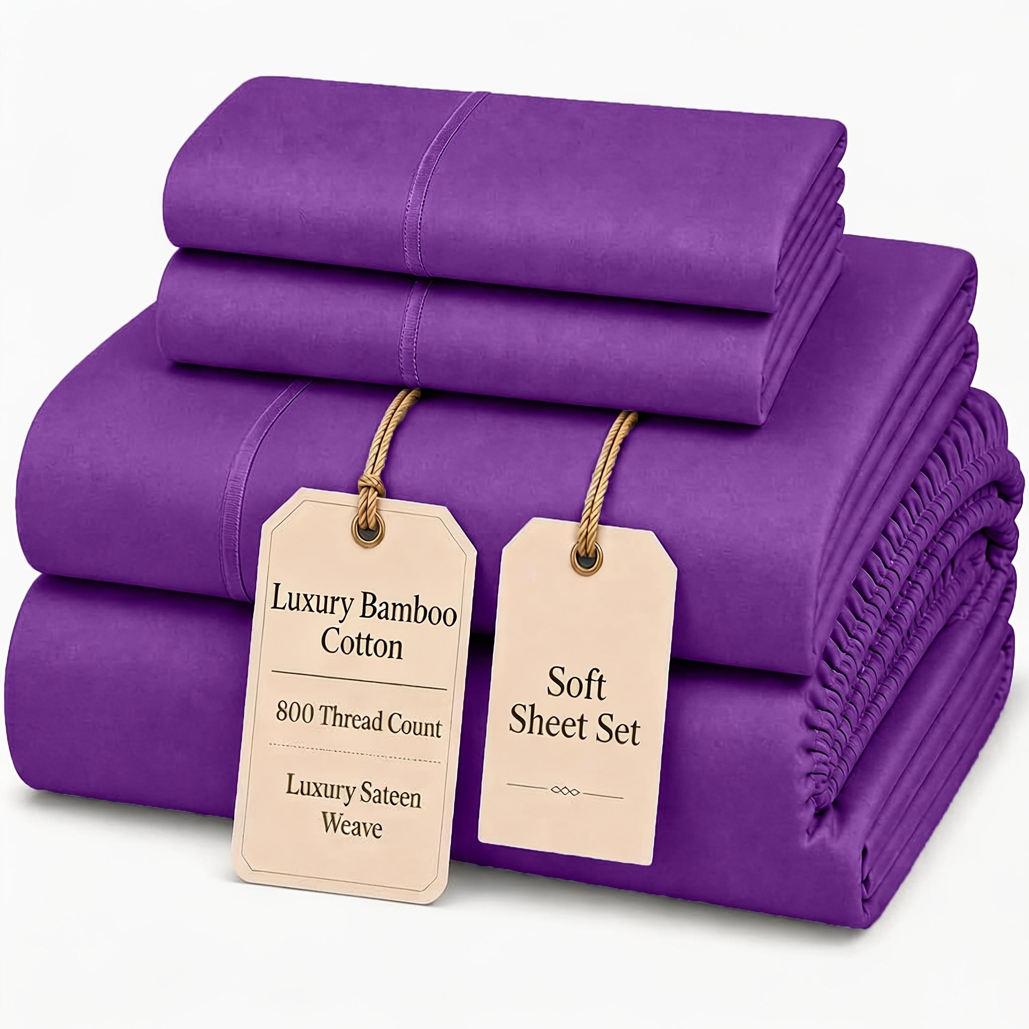 MUXHOMO 3/4-Piece Cotton Blend Sheet Sets, Cooling Fiber Cloud-Smooth Breathable Silver-Infused Bedding, 14-Inch Deep Pocket Fitted Sheets for Hot Sleepers
