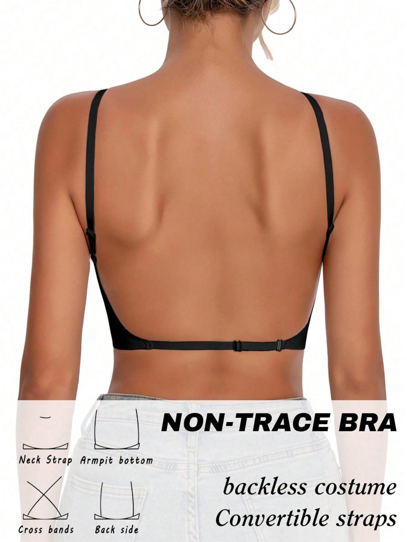 Women's Seamless Backless Bra, Multi-Strap Convertible Strap Wireless Push-Up Bra, Suitable for Wedding Dresses and Party Gowns