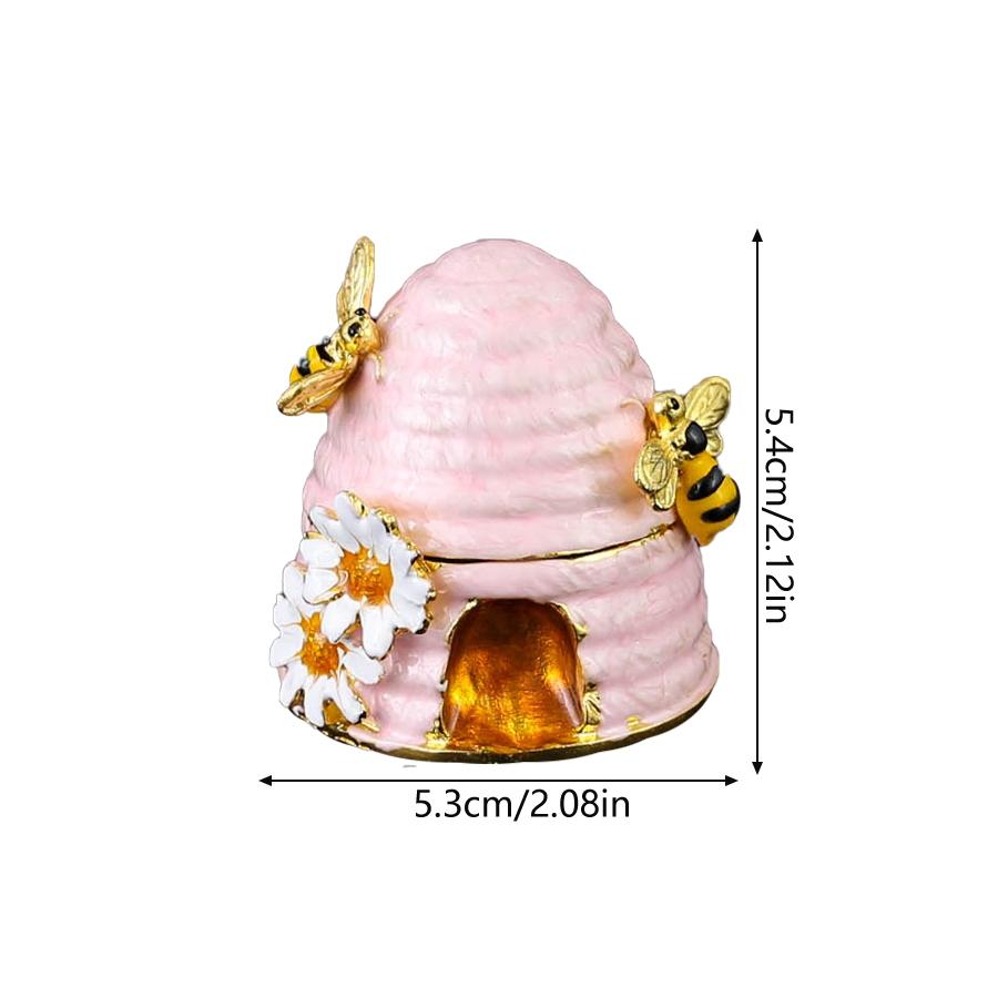 Elegant Beehive Jewelry Box, Hand-Painted Enamel Storage Case, Organize Necklaces, Dressing Table Mess, Trendy Country Style Garden Decor