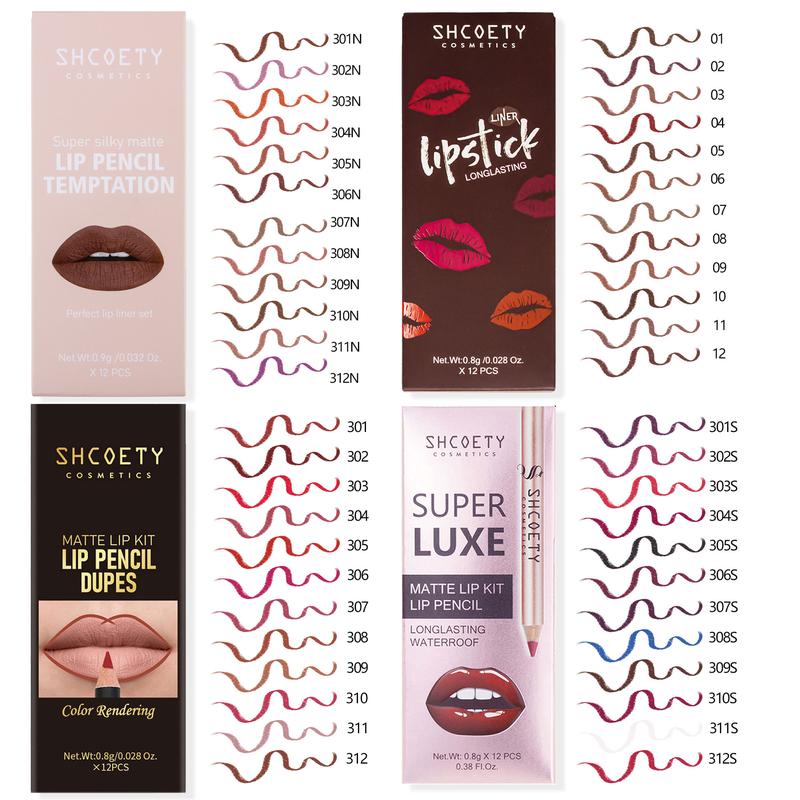 48-Color Matte Set, Lip Liner Kit, Waterproof and Long-Lasting, Easy to Apply for Full Lips, Defines Sexy, Unique Lips in Coffee Shades