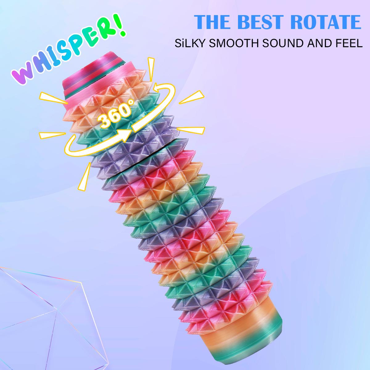 Press and Rotate Fidget Toy for Adults, 3D Printed Portable Spiky Sensory Keychain for Anxiety Relief, Pocket Stress Relief Tool for Focus and Calming littlest statues Silicone Rubber fidgets