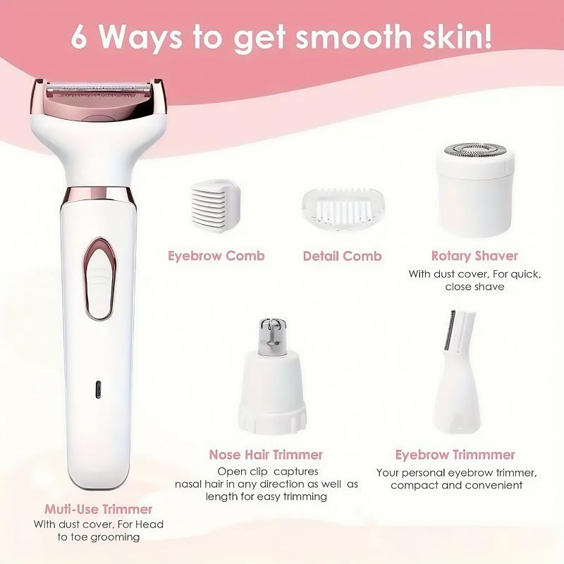 4-in-1 leg electric shaver, women's rechargeable electric hair removal device, multifunctional beauty set, foot exfoliator, body hair removal device, shaver and massager, bikini trimmer, men's and women's armpit hair shaver