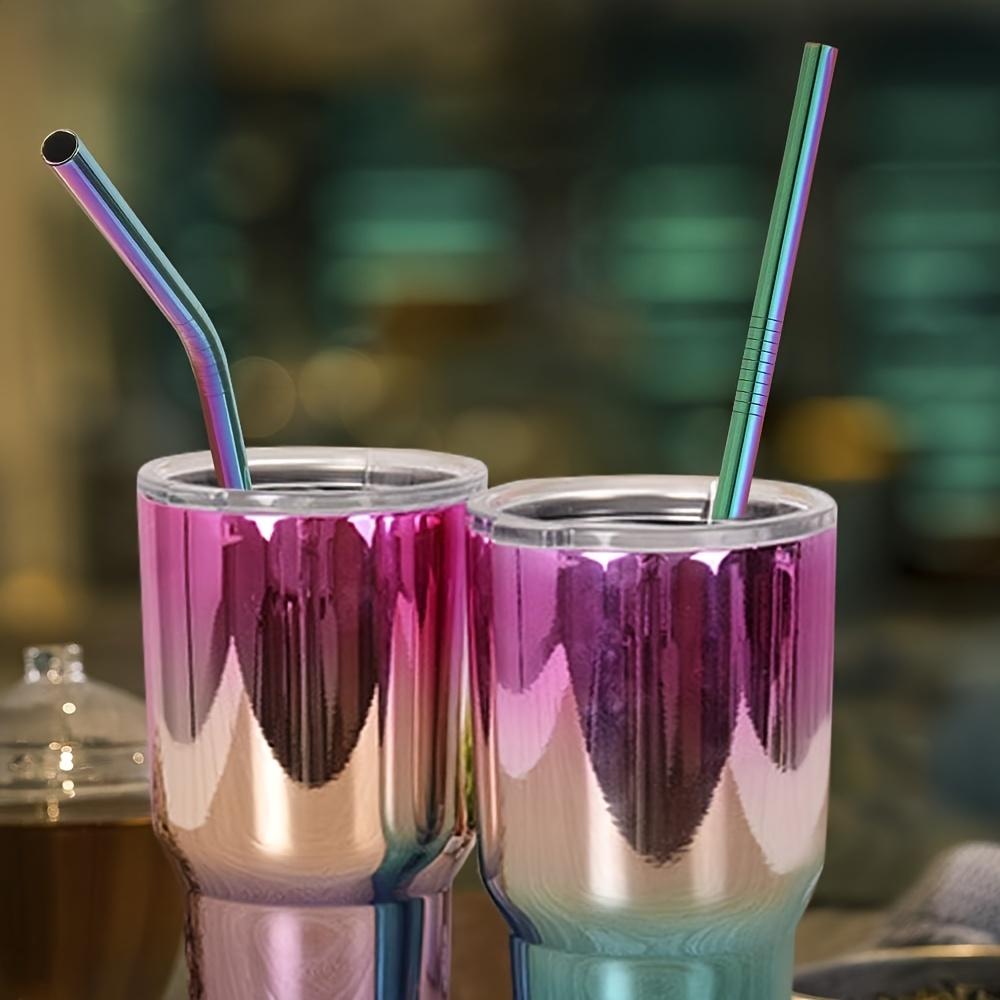 Rainbow Reusable Straw Set with Cleaning Brush, 304 Stainless Steel Straws for 20oz Tumblers, Kitchen Bar Party Accessories