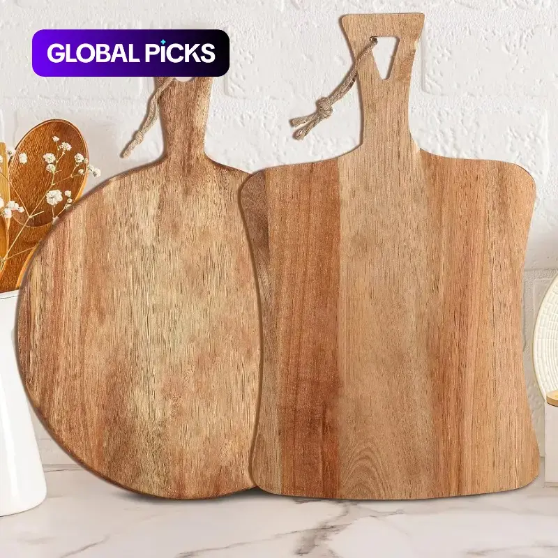 2Pcs Acacia Wood Cutting Board Set Reversible Serving Platter With Hanging Rope Kitchen Food Prep Decor Board Cutting Boards For Kitchen Wooden Cutting Boards