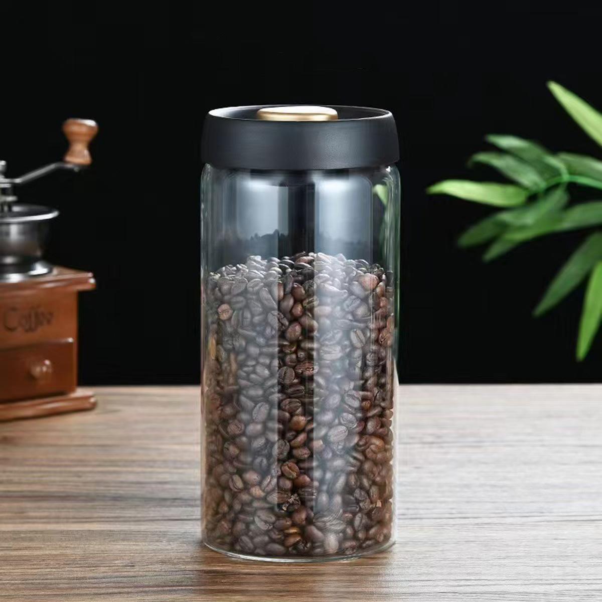 Vacuum Pump Sealed Glass Jar | Food Freshness Locking Canister | Kitchen Organizer for Coffee, Tea, Nuts | Single Unit