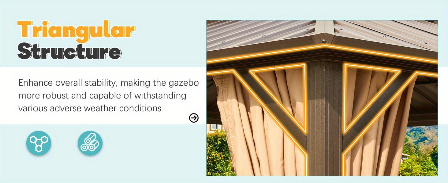 10' x 10' Hardtop Gazebo, Galvanized Steel Double Roof Gazebo with Aluminum Frame, Permanent Outdoor Metal Pavilion with Curtain and Netting for Patio, Lawn and Garden