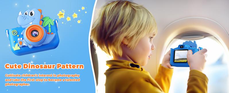 KOKODI Dinosaur Fun Camera Toy for Kids 1080P Dual Camera 32GB SD Card Selfie Photos Puzzle Games MP3 Music Player with 28 Cartoon Stickers & 6 Filters Ideal Christmas Birthday Gift Protective KOKODI Dinosaur Fun Camera Toy for Kids 1080P Dual Camera 32GB SD Card Selfie Photos Puzzle Games MP3 Music Player with 28 Cartoon Stickers & 6 Filters Ideal Christmas Birthday Gift Protective