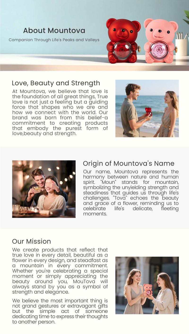 【 Mountova Original Patented】True Love Gift- Valentine's Day Real Rose Bear,Pink butterfly ring, this radiant and romantic gift is perfect for Valentine's Day ,a heartfelt token of affection for the cherished women in your life: mom, girlfriend,wife