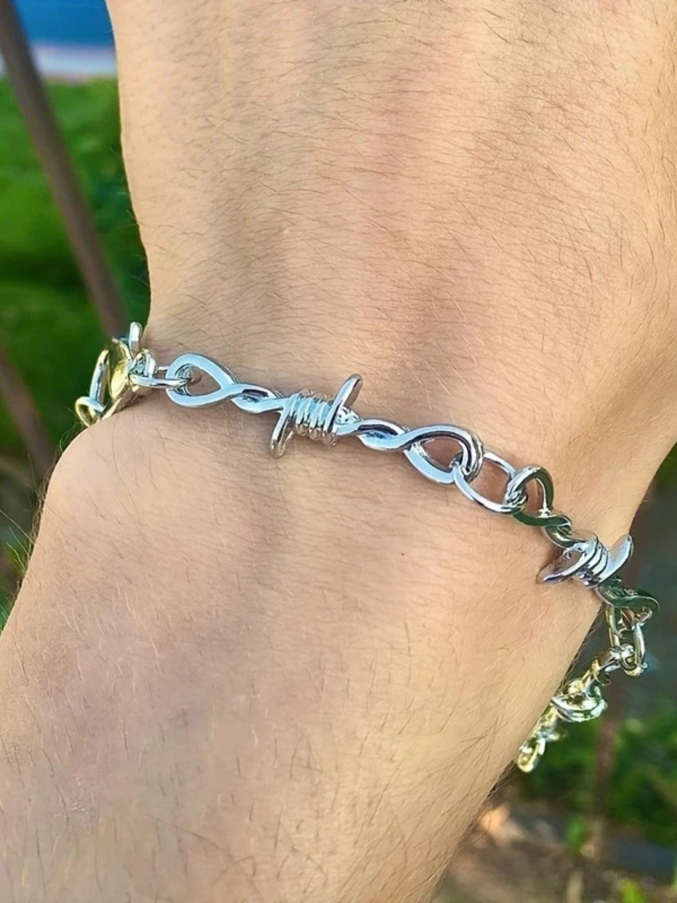 Hip Hop Punk Thorn Chain Bracelet, Vintage Simple Men's Unique Versatile Creative Party Bracelet, Stylish Accessory for Everyday Wear