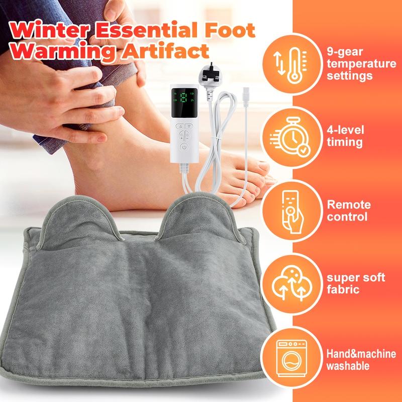 Heated Foot Warmer Pad, 9 Temperature Settings, 4 Timer Modes, Ultra-Soft Microfiber Electric Blanket, Multi-Functional Office Winter Heating Mat, Us Plug,,Heating Pad