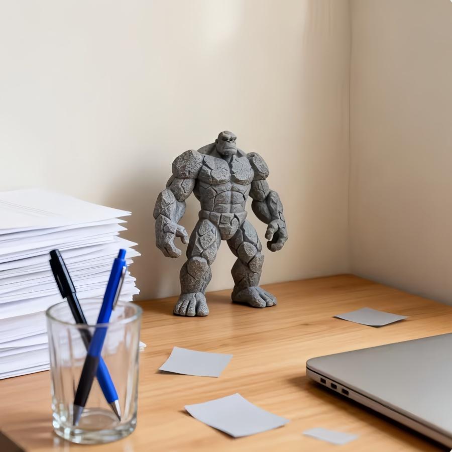 3D printed stone-textured gorilla statue, a modern minimalist decorative ornament, available in black/grey styles, perfect for home, office desk, or bookshelf accents. An ideal birthday/anniversary/party/halloween/christmas gift for gorilla enthusiasts an