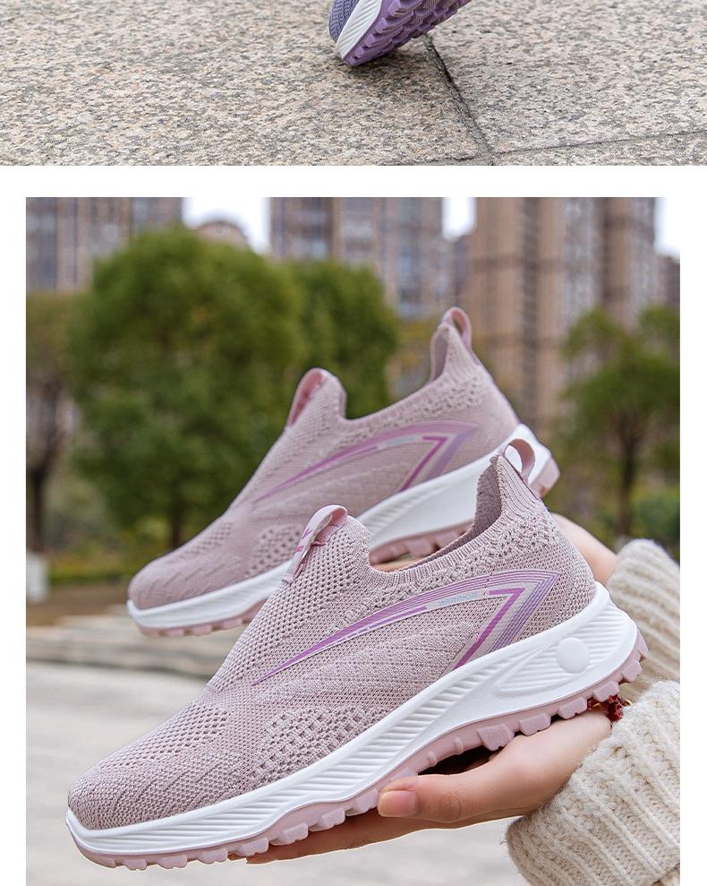 Women's New Spring Mom Shoes, Outdoor Woven Sports Shoes, Comfortable Soft Durable Running Shoes, Casual Slip-On Sneakers