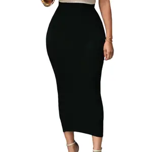 ACTIVEKITWomen's High Waist Roll resistant Tight Skirt - Seamless Engraved Pencil Skirt, Lightweight and Lightweight, Made of High Grade Elastic Comfortable Fabric, Suitable for Office and Night Outing, Classic Black Must Have