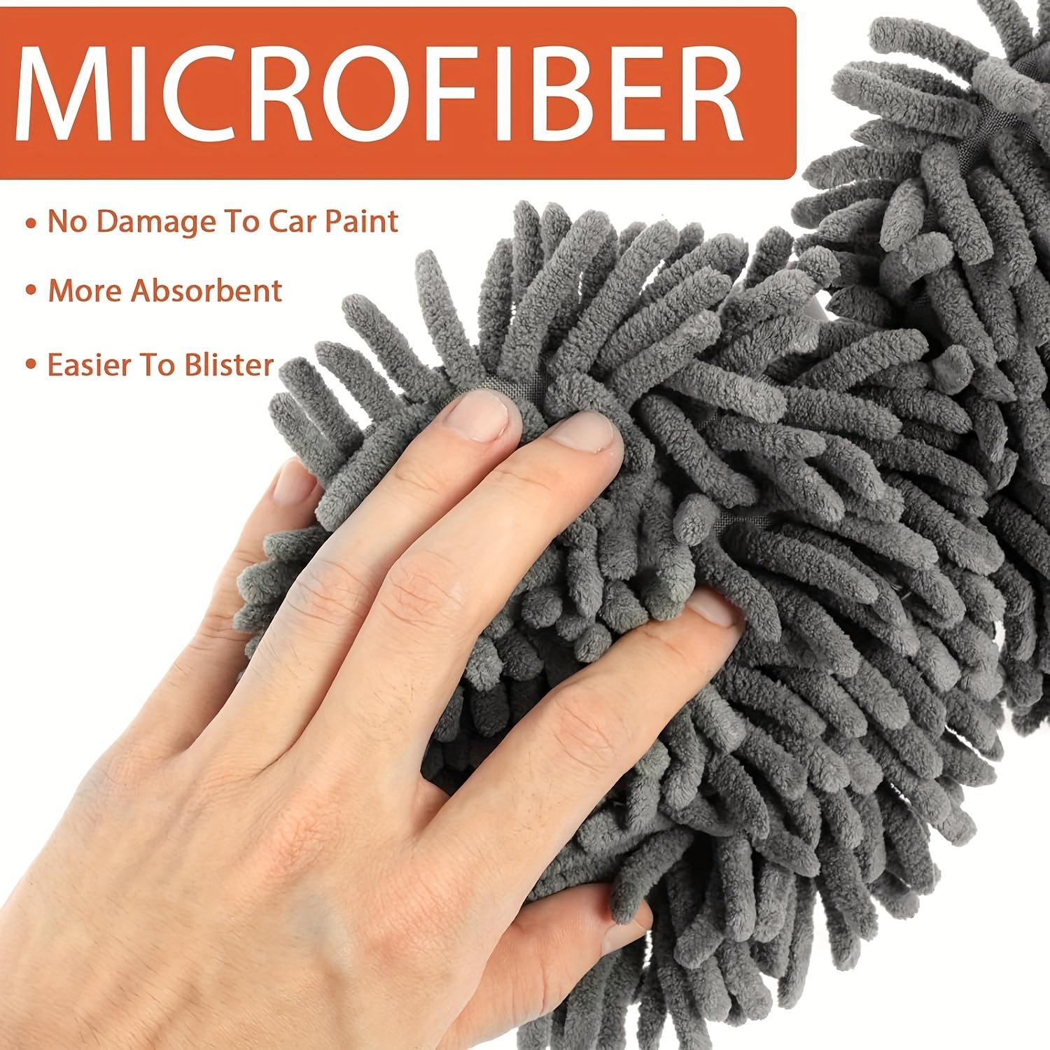 43'' Long handle car wash mop, Detail cleaning, 3X Fast Clean, Retractable aluminum alloy pole, soft chenille material, Avoid scratching, Suitable for Car, RV, Truck, SUV and Home cleaning - Car Wash Accessories!