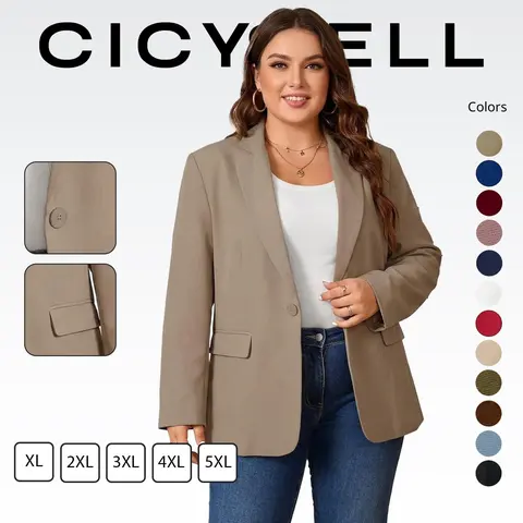 Cicy Bell Womens Plus Size Casual Blazers Lapel Long Sleeve Work Office Suit Jackets Open Front Curvy Blazers