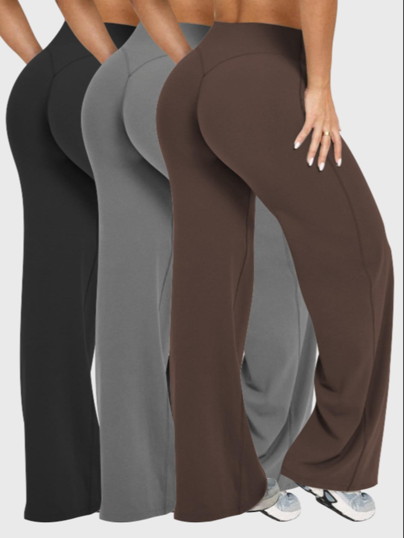 3-Pack/2PCS Women's High-Waisted Flare Leggings | Solid Color Yoga Pants | Soft & Stretchy Athletic Bottoms for Gym, Running, and Casual Wear 3-Pack/2PCS Women's High-Waisted Flare Leggings | Solid Color Yoga Pants | Soft & Stretchy Athletic Bottoms for Gym, Running, and Casual Wear