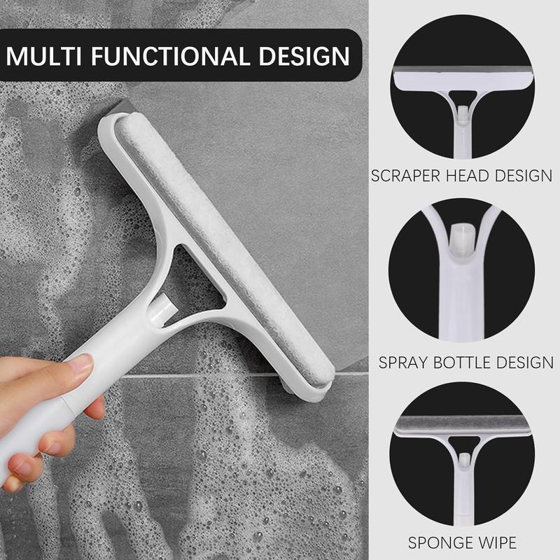3 in 1 Window Cleaning Scraper, Squeegee andScrubber with Spray, Multifunctional HouseholdCleaning Tool, Car WindshieldCleaner,Lightweight Silicone Microfiber Wipe Glass White glass  squeegee 3  in  1  tool Yellow 3  in  1  squeegee 3  in  1  glass