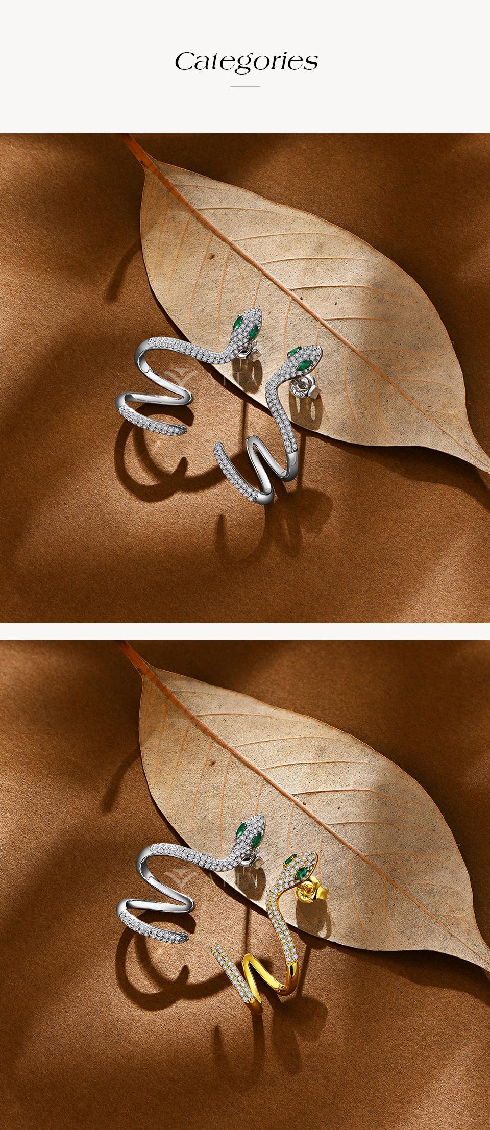 Special Style Snake shape Synthetic Moissanite Ear Stud For Women and Men  Birthday Gift Party Fashion  Fine Jewelry E034 Studearrings SpringStatements