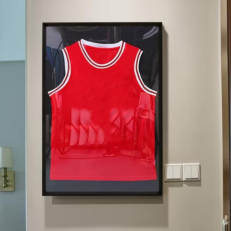 Black, white, brown Fan sports jersey display case, 18x14 optional size, heavy-duty frame secures all sports jerseys, transparent display highlights signed jersey features, wall-mount or tabletop versatile