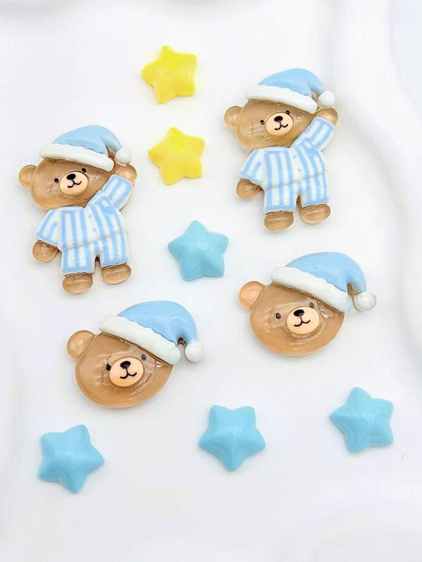 Blue Bear Animal Shoe Charms, Resin Material, Suitable for Crocs, Cute Decoration, Girl Gift, 10 Pieces Set, Casual Accessories