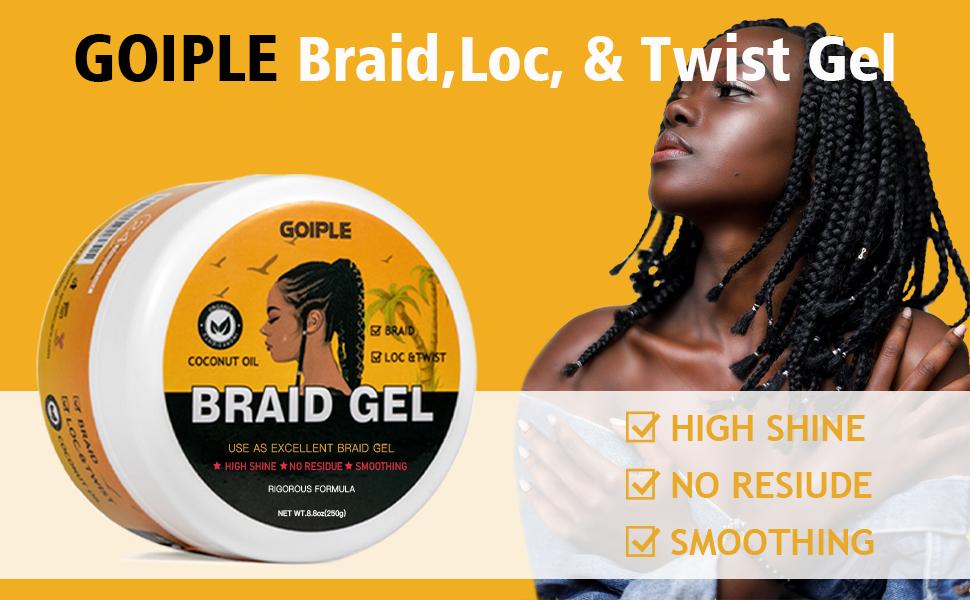 8.8OZ Strong Hold Braiding Gel for Twists, Locs, and Cornrows - Tames Frizz, High Shine, No Flake, Easy Edge Control Organic Ingredients Haircare 8.8OZ Strong Hold Braiding Gel for Twists, Locs, and Cornrows - Tames Frizz, High Shine, No Flake, Easy Edge Control Organic Ingredients Haircare