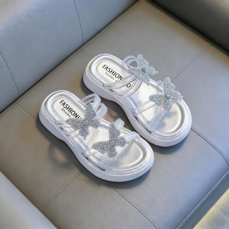 Girls Sandals Summer Open Toe Korean Princess Style Beach Slides Cute Versatile Student Footwear