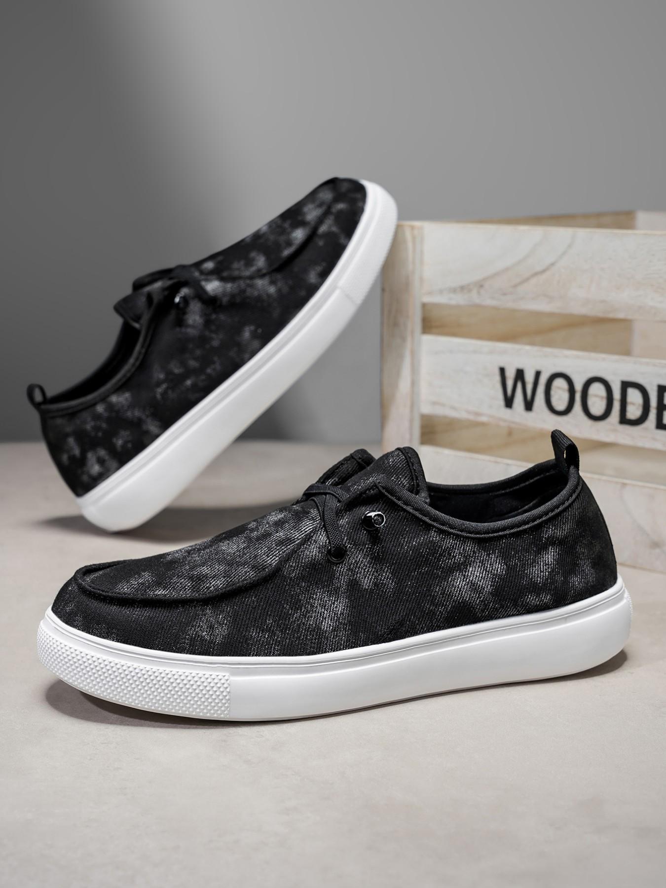 Washed Vintage Style Slip-On Canvas Shoes, Comfortable Breathable Thick Sole Men's Sneakers, Retro Streetwear Casual Footwear for Students