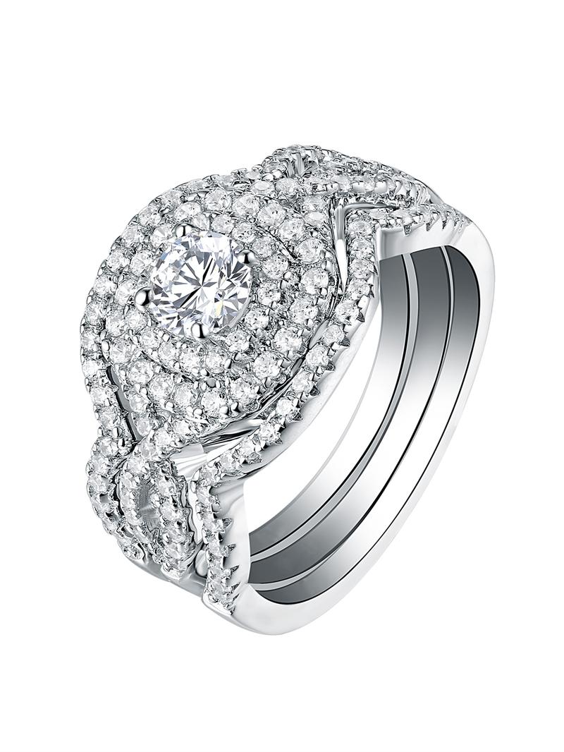 Women's Elegant Rhinestone Decorated Ring (3pcs/set), Exquisite Trendy Rings, Fashionable Hand Jewelry for Women As Gift, Elegant Casual Ring