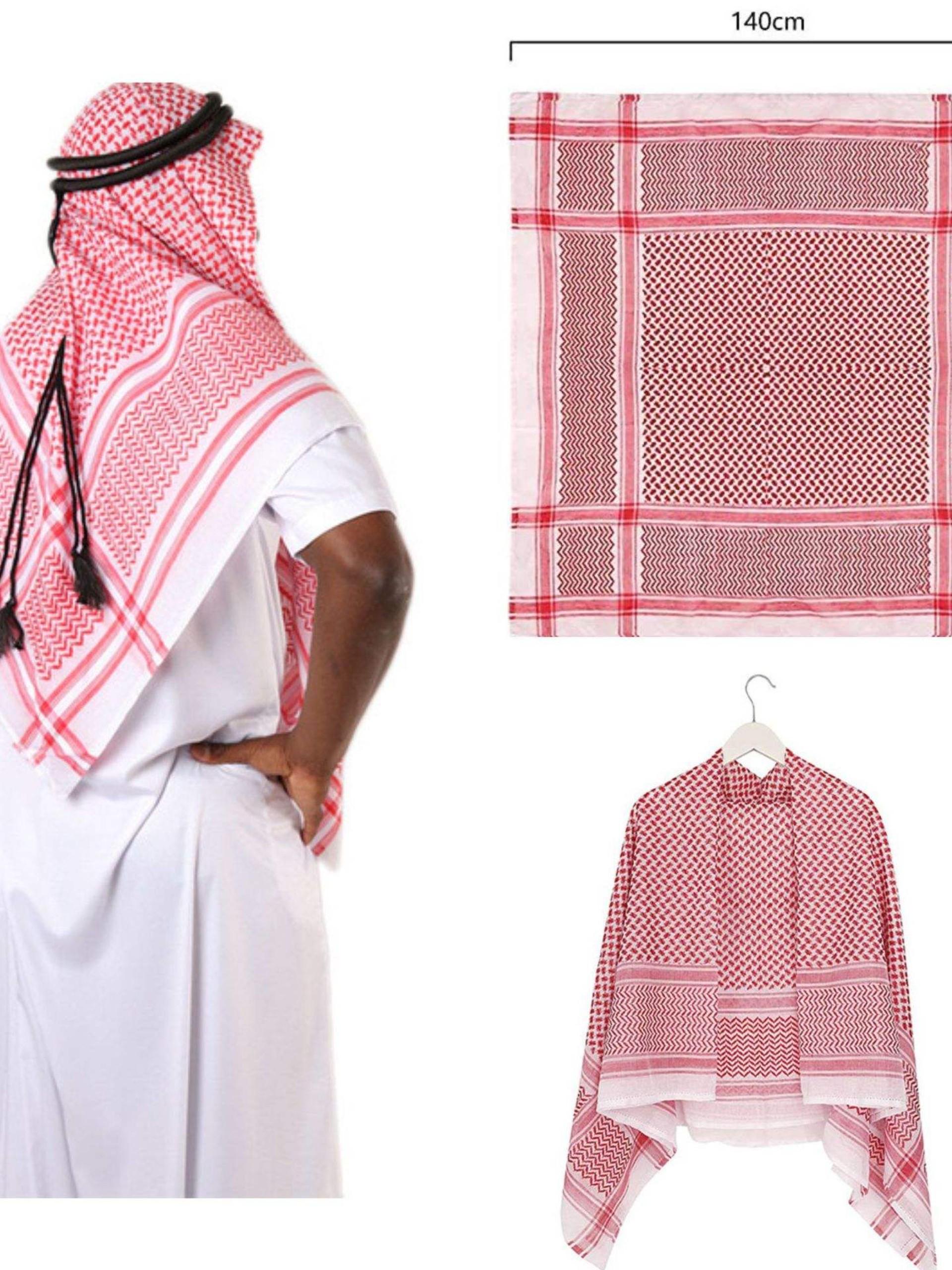 Shemagh Arab Headscarf, Loose-Fit All-Over Print Men's Scarf, Windproof Dubai Arabic Headwrap, Fashion Accessory Muslim Headscarf 55 Inches
