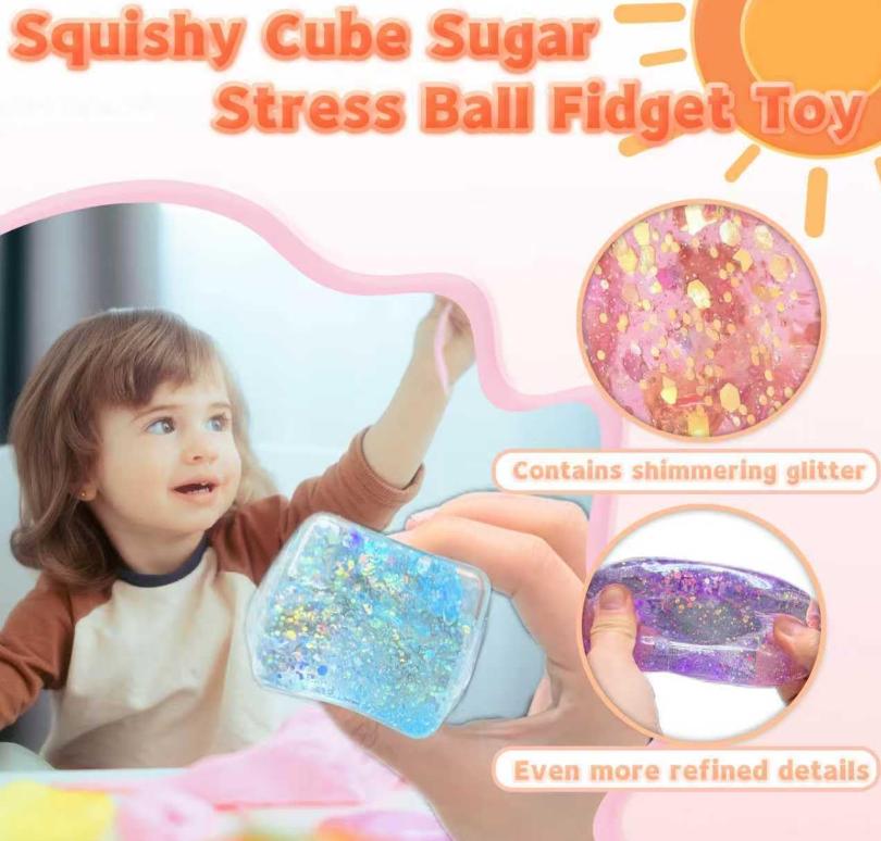 Aurora Cube Stress Ball, Ice Cube Shaped Slow Rebound  Squishy Decompression Toy For Kids, Sensory Fidget Toys For Teens.Made Of Maltose Stuffers, Super Soft And Bouncy To Touch, Great For Stress Relief.Perfect For Party Favors And Daily Gifts.